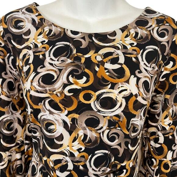 Connected Apparel Petite Womens Brown Black Jersey Knit Print Stretch Dress 6P - Picture 7 of 16